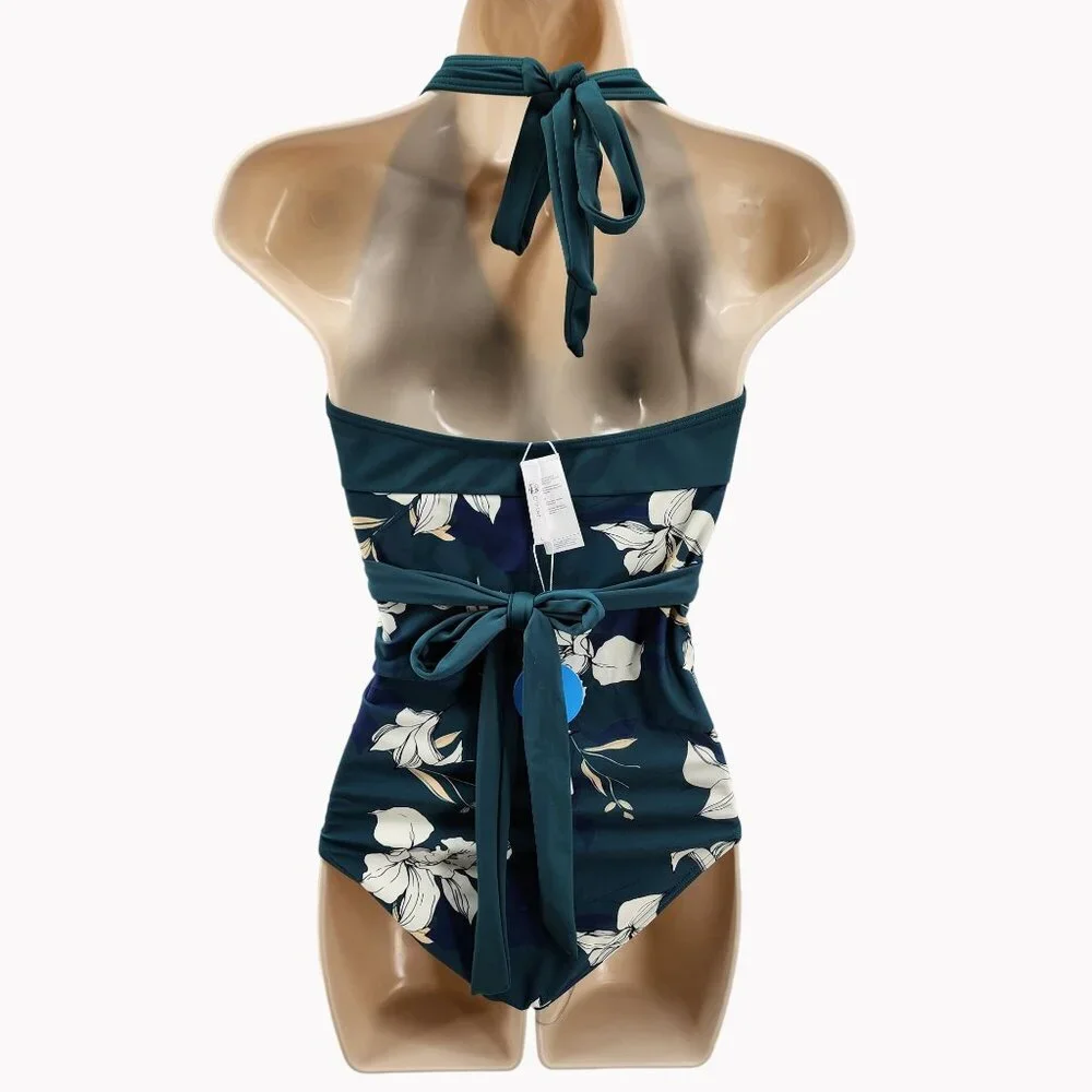 Cupshe Women’s Large 8/10 Floral Halter One Piece Swimsuit NWT